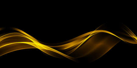 Gold glittering color wavy wave design element with glitter effect on dark background.のイラスト素材