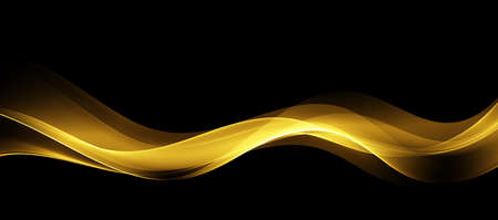 Gold abstract waves on a black background Transparent smoky golden wave streamのイラスト素材