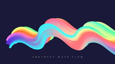 Spectrum color liquid wave flow. Abstract vector dark blue background.のイラスト素材