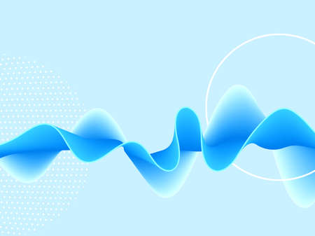 Abstract blue background of wavy elements with halftones and circles.Vector background. Design element.のイラスト素材