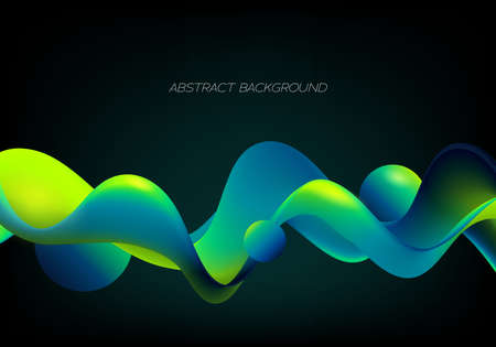 Modern vector colorful flow poster. Fluid waveform in black color background.のイラスト素材