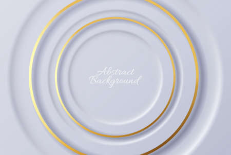 Abstract golden circle lines on a light background.Geometric background from light circles with light and shadow.のイラスト素材