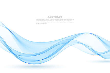 Illustration of blue flow wavy curve movement. Smoky wave design. Vector lines.のイラスト素材