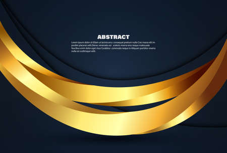 Abstract dark blue and gold wavy lines background. Beautiful abstract background.のイラスト素材