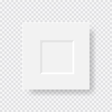 White realistic square blank frame. Empty white frame mockup template. Vector illustrationのイラスト素材