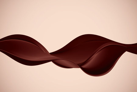 Abstract wave color chocolate background. Dark brown creamy chocolate, design element with wavy silk texture. Vector illustration.のイラスト素材