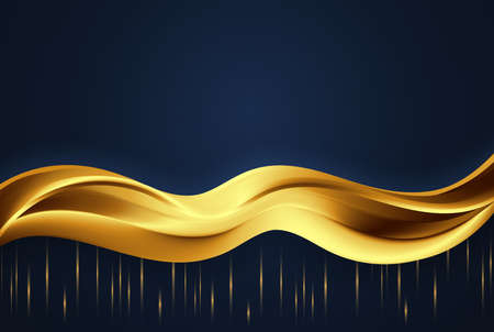 Abstract shiny golden wave design element. Golden wave color.Vector illustrationのイラスト素材