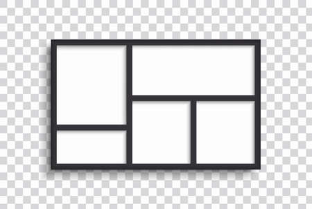 Photo frame mockup on white background with shadow. White template photo collage.のイラスト素材