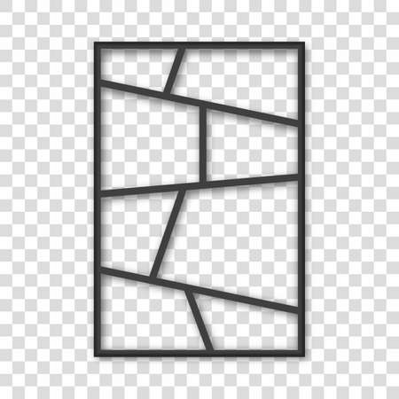 Black photo frame on a transparent background. Photo collage of square frames. Empty pictures. Decor element.のイラスト素材