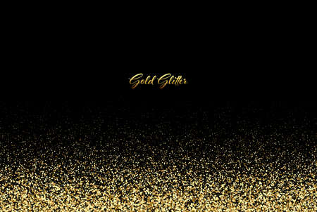 Flash background. Golden light. Decorative design gold glitters on a black background.のイラスト素材