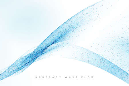 Abstract blue wave flow with halftone effect,smoky wave vector background.のイラスト素材