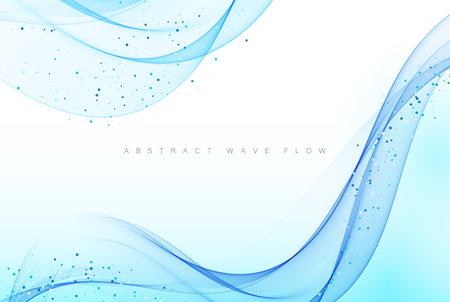 Abstract background of wavy blue lines with halftone effect. Blue wave.のイラスト素材
