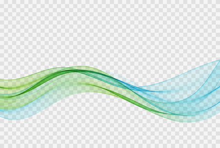 Flow of transparent abstract wave blue and green color. Design elementのイラスト素材