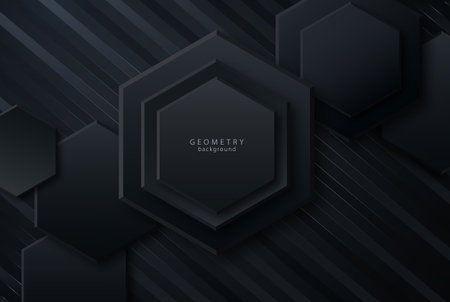 Abstract 3d background with black geometric shapes. Vector geometric illustration. Graphic design element.のイラスト素材