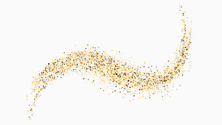 Gold glitter wave abstract wavy design element, golden sparkles on white background, design template.のイラスト素材