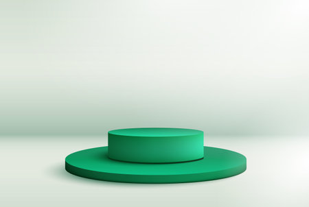 Green 3D round podium mockup for product presentation and placementのイラスト素材