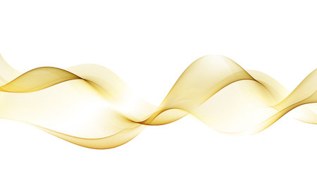 Golden wavy wave, design elements. A wave of many sparkling lines.のイラスト素材