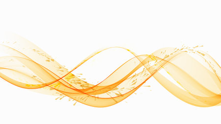 Abstract wavy orange flow of wavy transparent lines with splatter effect.のイラスト素材