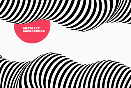Abstract wave background, black and white wavy stripes or lines design.Optical art.のイラスト素材