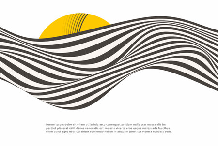 Abstract wave background, black and white wavy stripes or lines design.Optical art.のイラスト素材