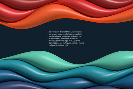 Abstract colorful flow poster. Fluid waveform.Colored waves on a dark background.のイラスト素材