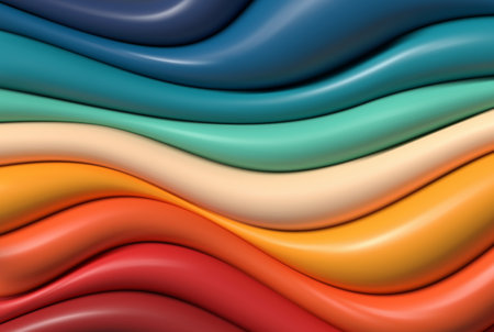 Modern abstract multicolored 3D wavy background. Horizontal lines or background with wavy distortion...