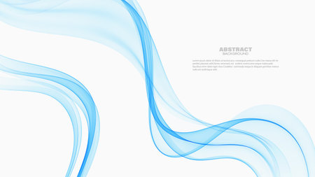 Blue wavy swirling lines, smoky background. Abstract wave design elementのイラスト素材