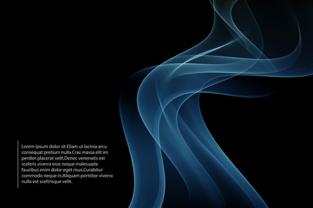 Black background with smooth colored graphic wavy elements. Wave backgroundのイラスト素材