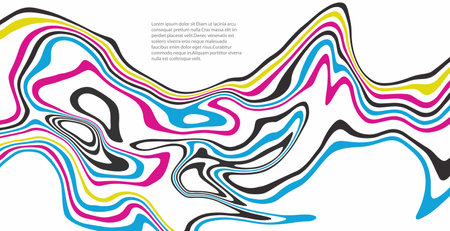 Fluid background of multi-colored smooth lines, abstract wavy background.のイラスト素材