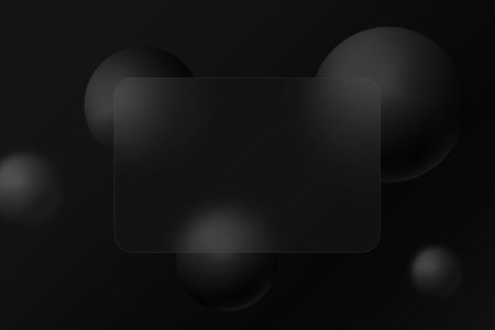 Glass morphism style. Credit card icon. Cashless payment concept. Realistic glass morphism effect with dark spheres.のイラスト素材