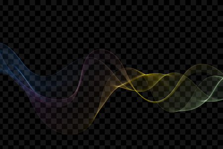 Abstract wave, rainbow colors on a dark background. Design elementのイラスト素材