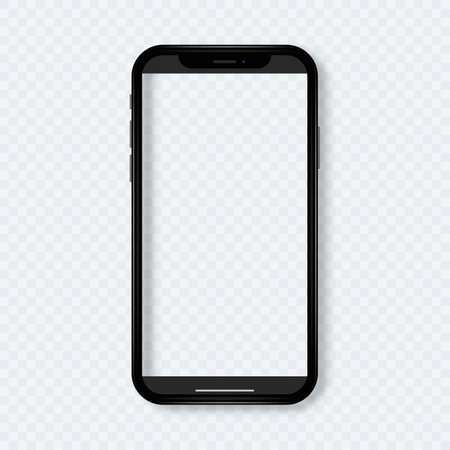 Black smartphone with blank touch screen isolated on transparent background.のイラスト素材