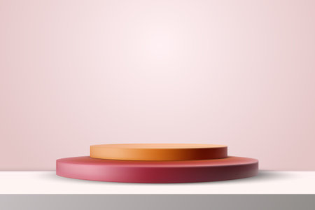 Cylindrical podium, empty room. Vector rendering of 3d shape, product presentation.のイラスト素材