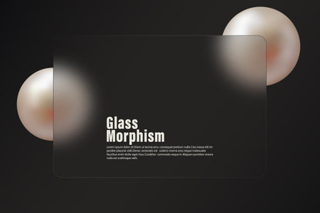 Glass morphism style. Realistic glass morphism effect with floating spheres.のイラスト素材