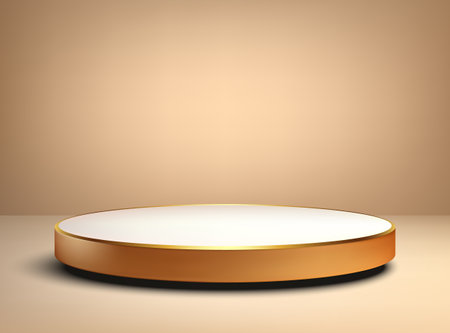 Golden empty round podium. Golden round podium, advertising and promotion of goods.のイラスト素材