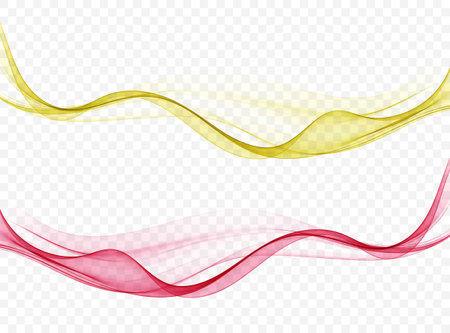 Abstract flow of wavy lines in yellow and red. Transparent wave, design element.のイラスト素材