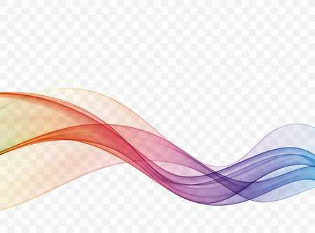 Motion of smooth color wave vector. Curved lines in rainbow colors. Transparent color abstract wave.のイラスト素材