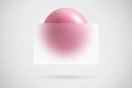Glass morphism effect. Bank card or banner made of transparent frosted glass with a pink sphere.のイラスト素材