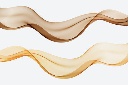 Transparent wavy lines, smoky wave flow, design elementのイラスト素材
