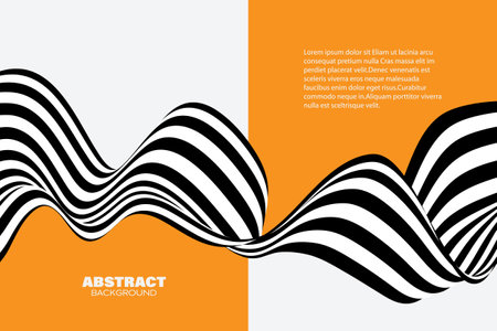 Optical illusion of a distorted wave. Abstract horizontal black and white stripesのイラスト素材