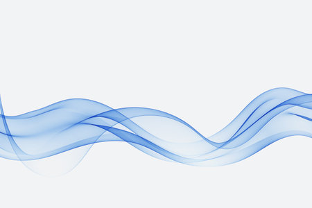 Abstract background of transparent wave flow, blue lines, blue smoke curveのイラスト素材