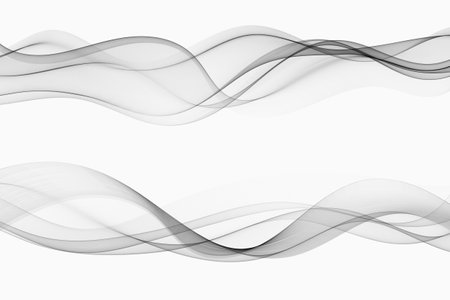 Collection of smooth gradient lines of soft smoke. Gray wave flowのイラスト素材