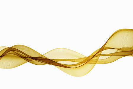 Soft golden wavy lines. Abstract golden wave flowのイラスト素材