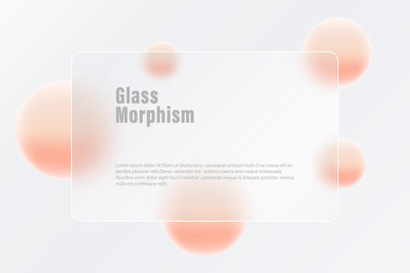 Pink spheres and glass partition, background in glass morphism style.のイラスト素材
