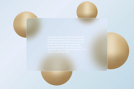 Glass morphism map concept with floating spheres. Frosted glass effect. Abstract background.のイラスト素材
