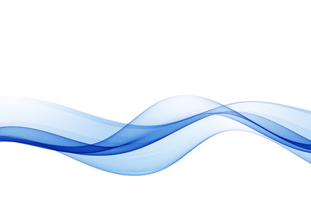 Abstract vector smooth wave flow. Smoky wavy lines in blue.のイラスト素材