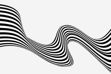 Abstract background optical illusion, black and white curves, flow, wave.のイラスト素材