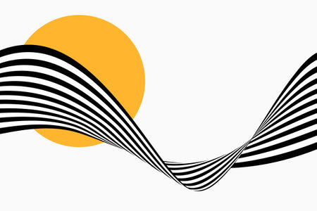 Black and white wave, abstract wavy stripes and lines flow. Abstract background illusionのイラスト素材