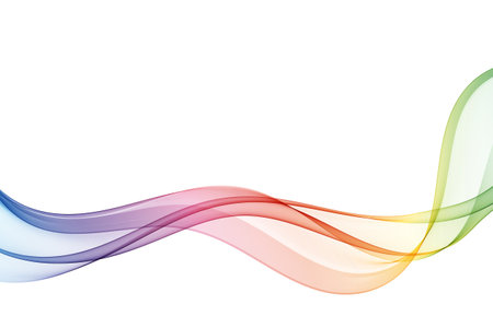 Transparent wave flow. Smoky color lines. Wave design element.のイラスト素材