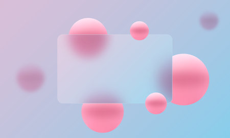 Glass morphism website landing page template. Presentation screen with glass overlay effect on gradient spheres.のイラスト素材